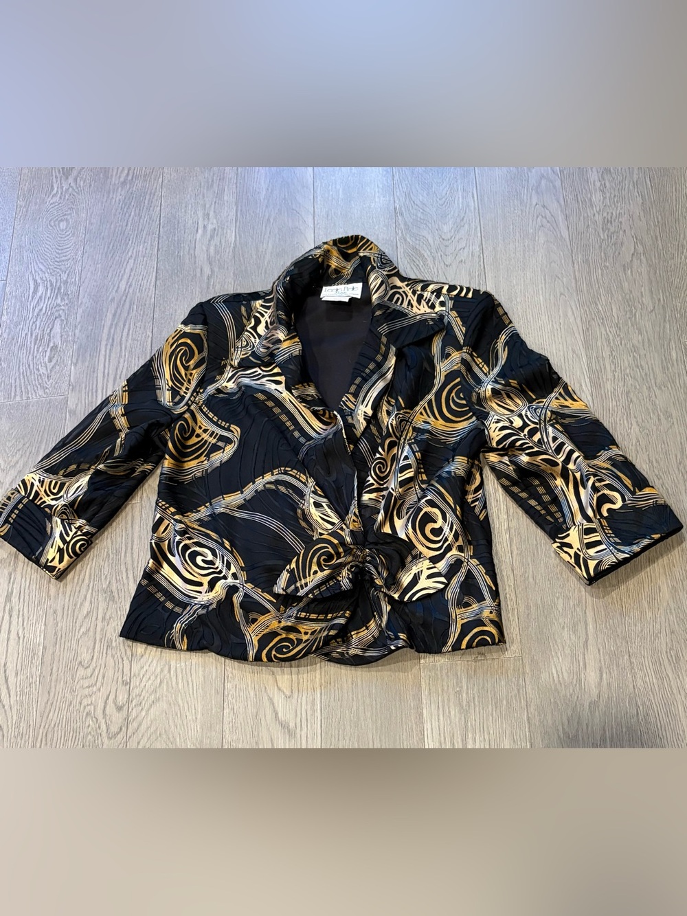 Abstract Swirl Jacket / Blouse in Black and Gold